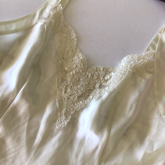 VINTAGE VICTORIAS SECRET IVORY SATIN SLIP DRESS LARGE NWOT - Picture 7 of 16